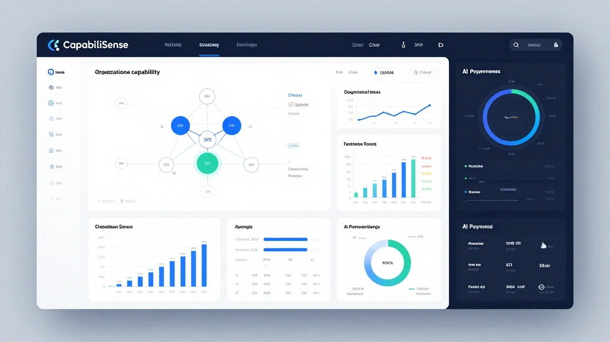 CapabiliSense Platform dashboard displaying AI-powered capability assessment, organizational analytics, and transformation insights